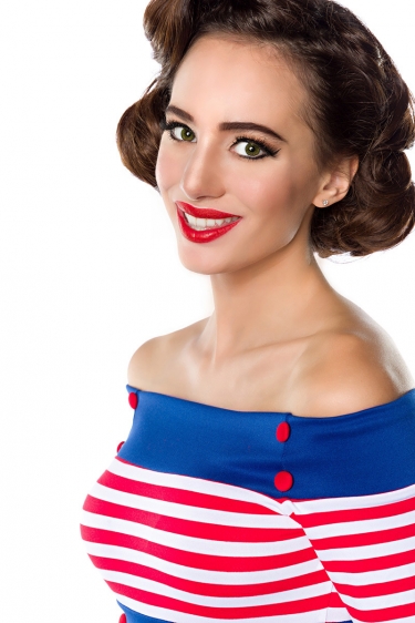 Vintage gestreepte top blauw-rood